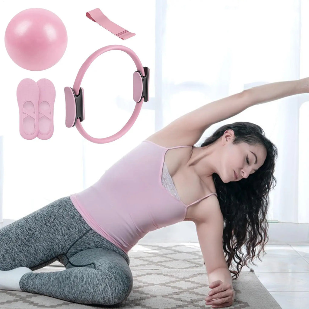 Pilates Ball and Ring Set Toning Pilates Ring Resistance Band Workout Portable Exercise Tool for Pregnancy Postpartum Travel