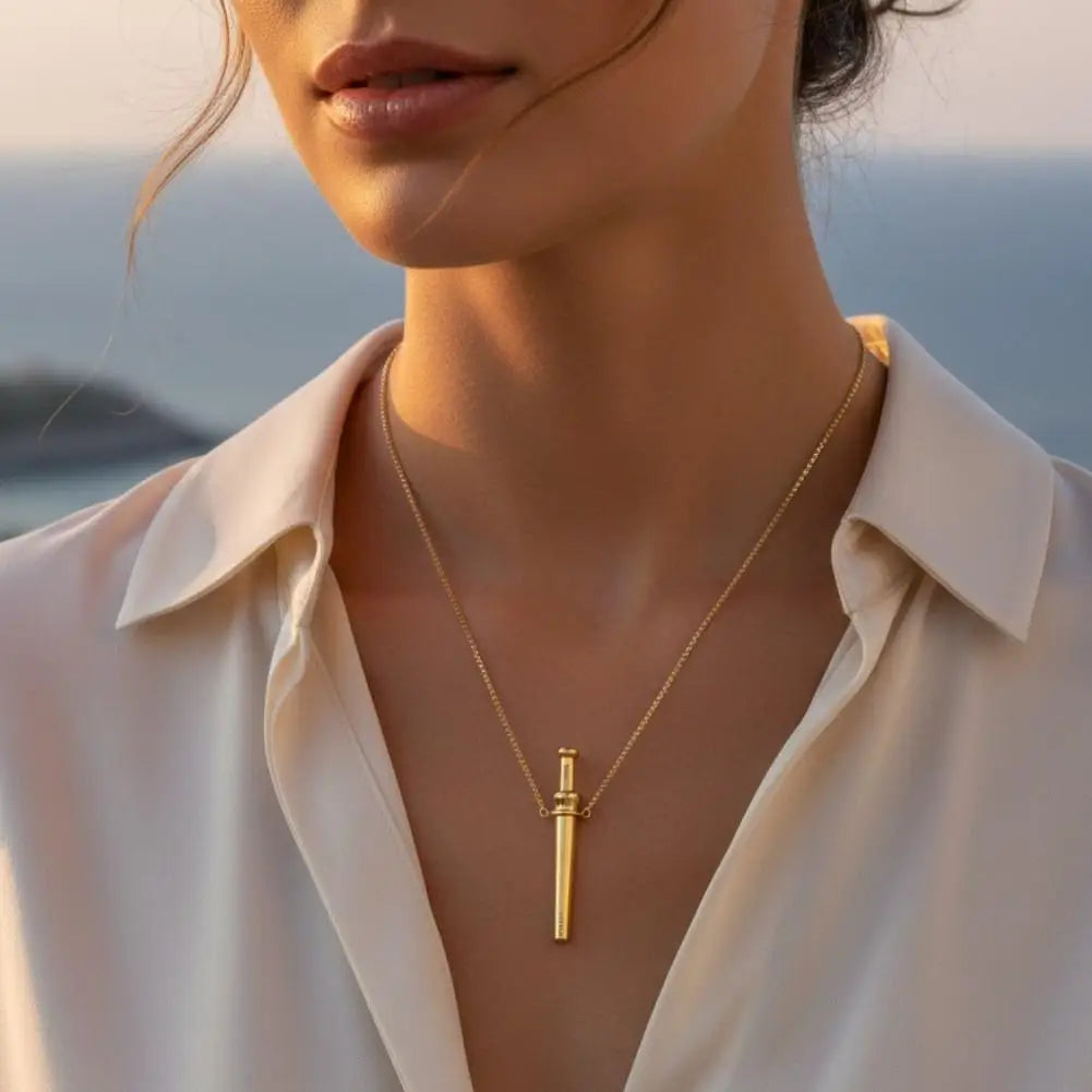 Mindfulness Breathing Necklace For Stress Relief Meditation Pendant For Anxiety Relief Yoga Ritual Stainless Steel Jewelry Gift