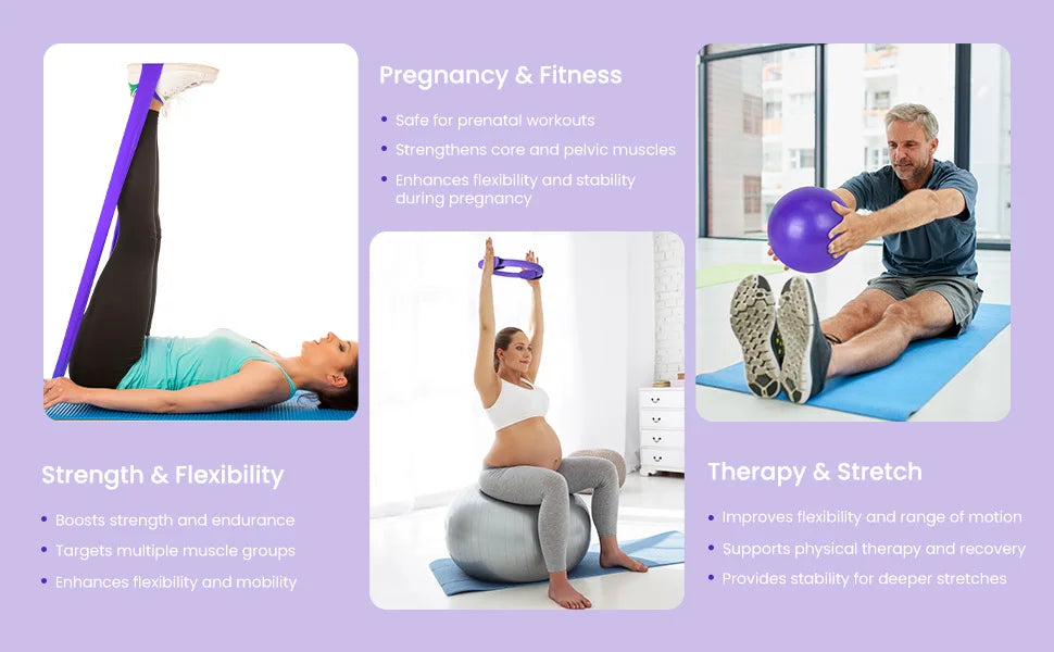 13 PCS Pilates Ball Set Resistance Bands & More Perfect and Equipment for Home Workouts Pilates Ring for Home Pilates Equipment