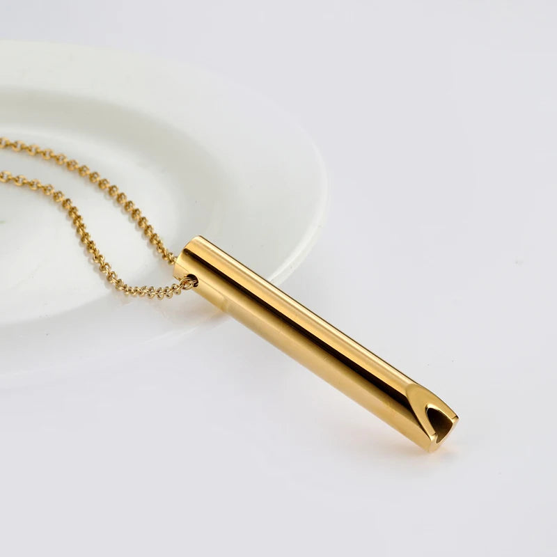 528Hz Meditation Whistle Breathing Decompression Whistles Stainless Steel Mindfulness Pendant Sound Healing Musical Instruments