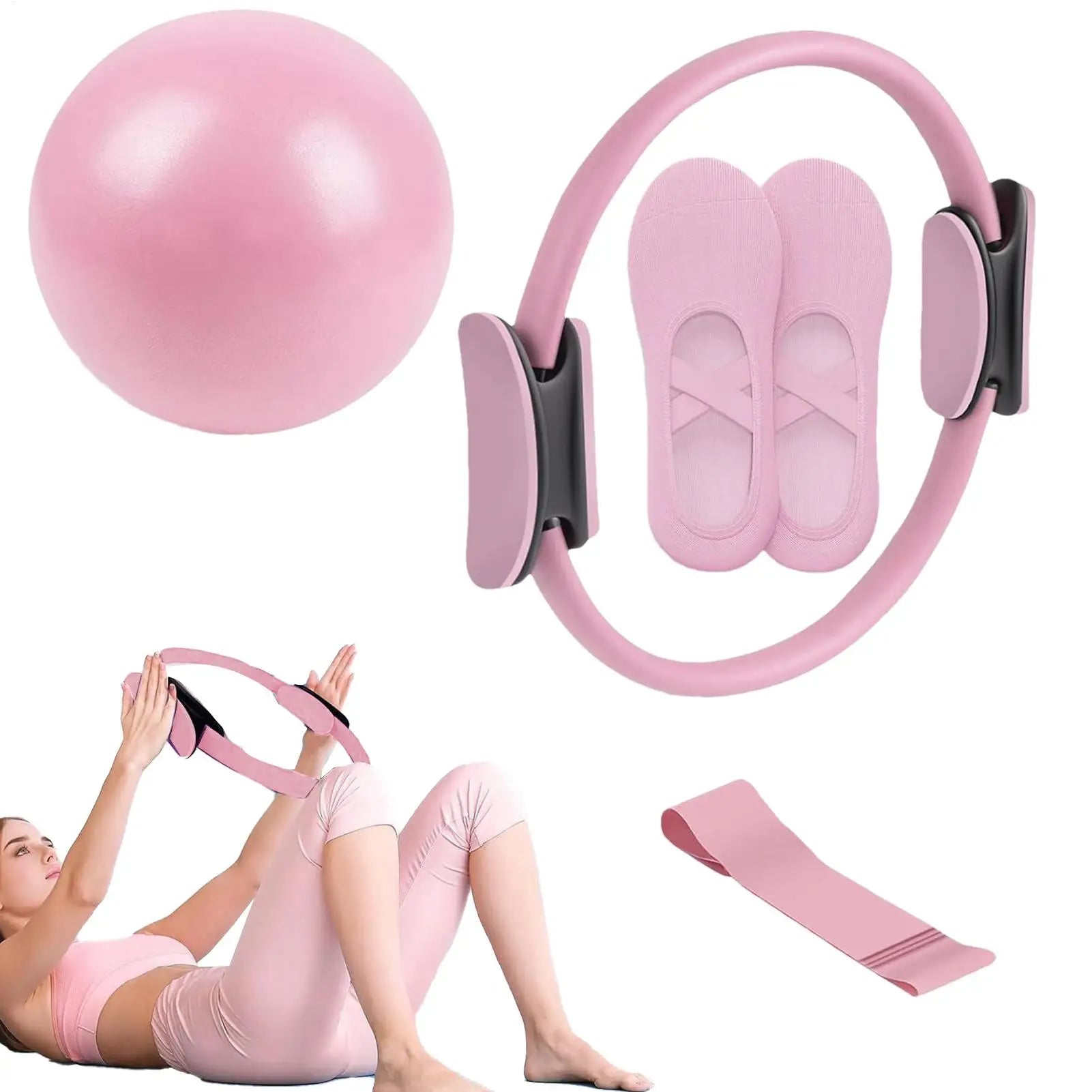 Pilates Ball and Ring Set Toning Pilates Ring Resistance Band Workout Portable Exercise Tool for Pregnancy Postpartum Travel