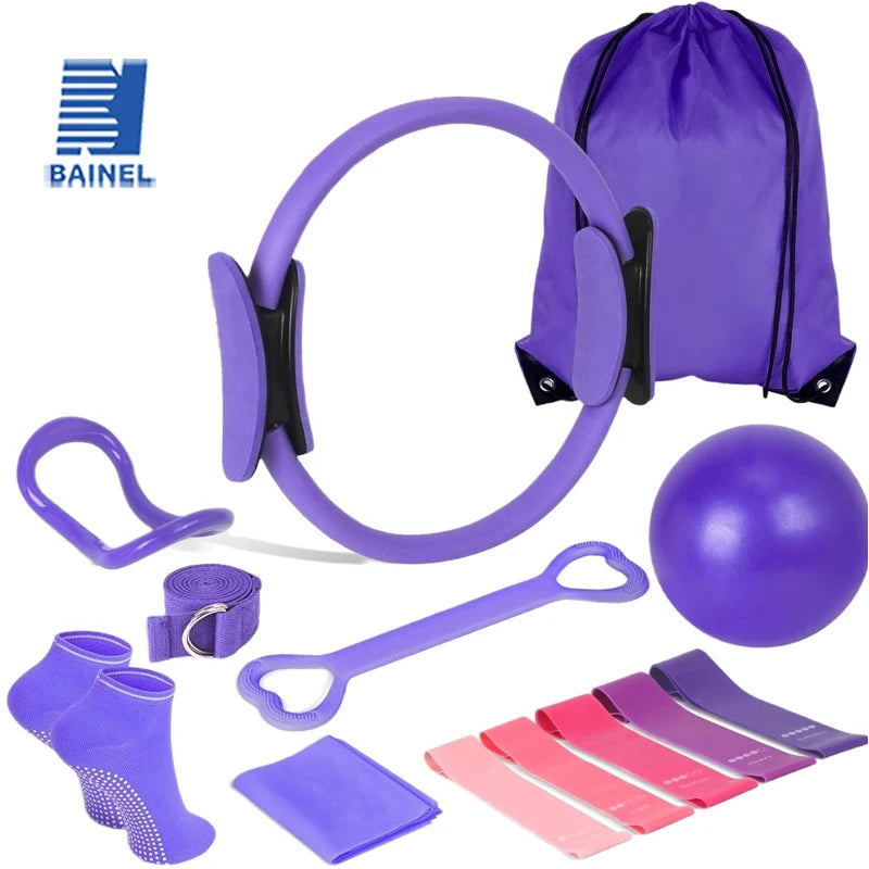 13 PCS Pilates Ball Set Resistance Bands & More Perfect and Equipment for Home Workouts Pilates Ring for Home Pilates Equipment