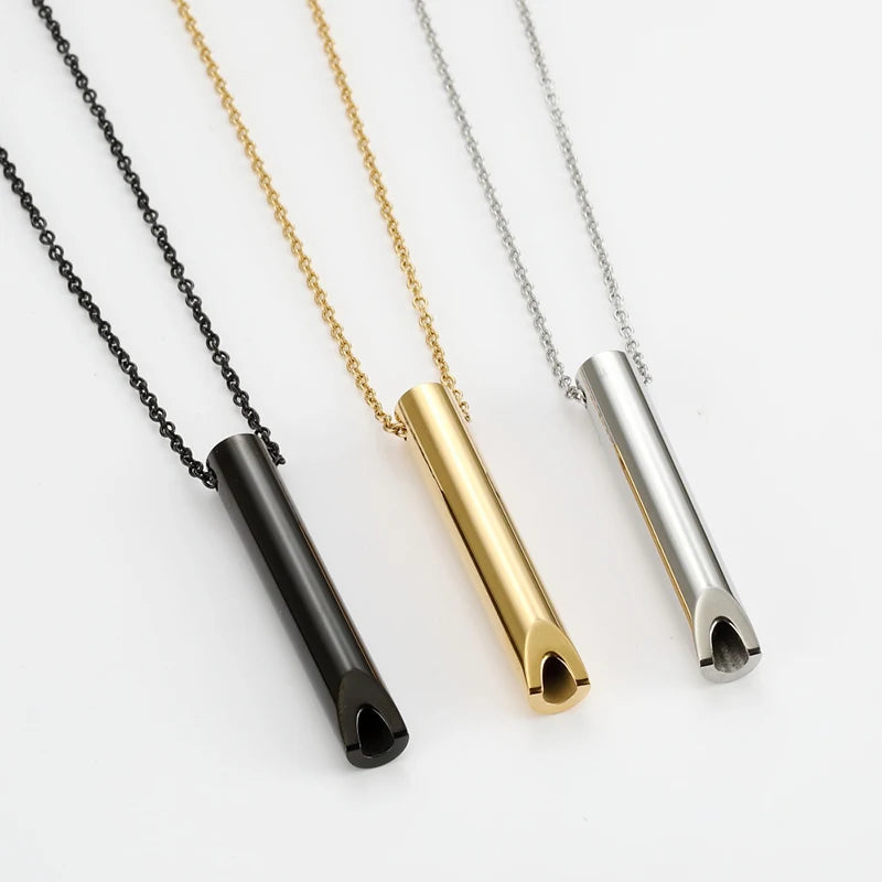 528Hz Meditation Whistle Breathing Decompression Whistles Stainless Steel Mindfulness Pendant Sound Healing Musical Instruments