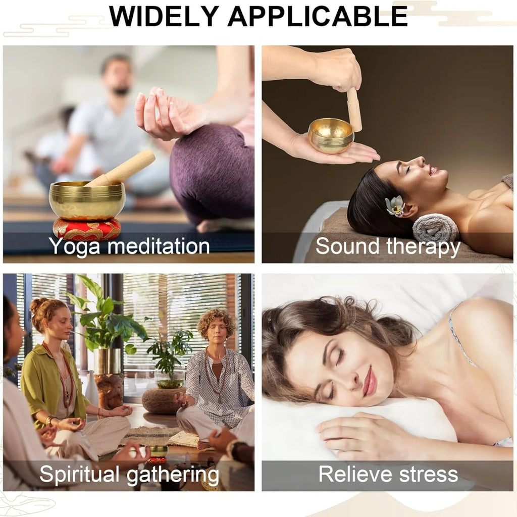 Singing Bowl Set Meditation Bowl Handmade, Wellness Spaces & Yoga Therapy Tools Stress Relief Instruments
