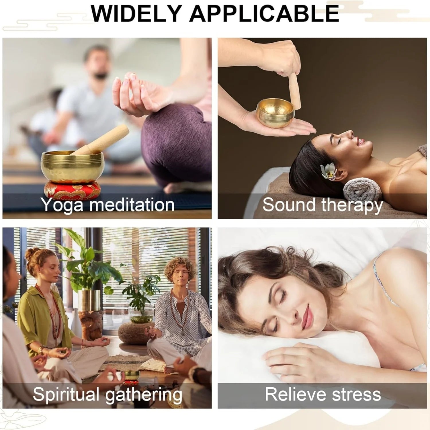 Singing Bowl Set Meditation Bowl Handmade, Wellness Spaces & Yoga Therapy Tools Stress Relief Instruments