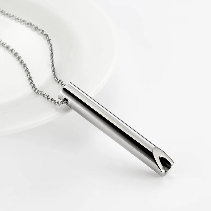 528Hz Meditation Whistle Breathing Decompression Whistles Stainless Steel Mindfulness Pendant Sound Healing Musical Instruments