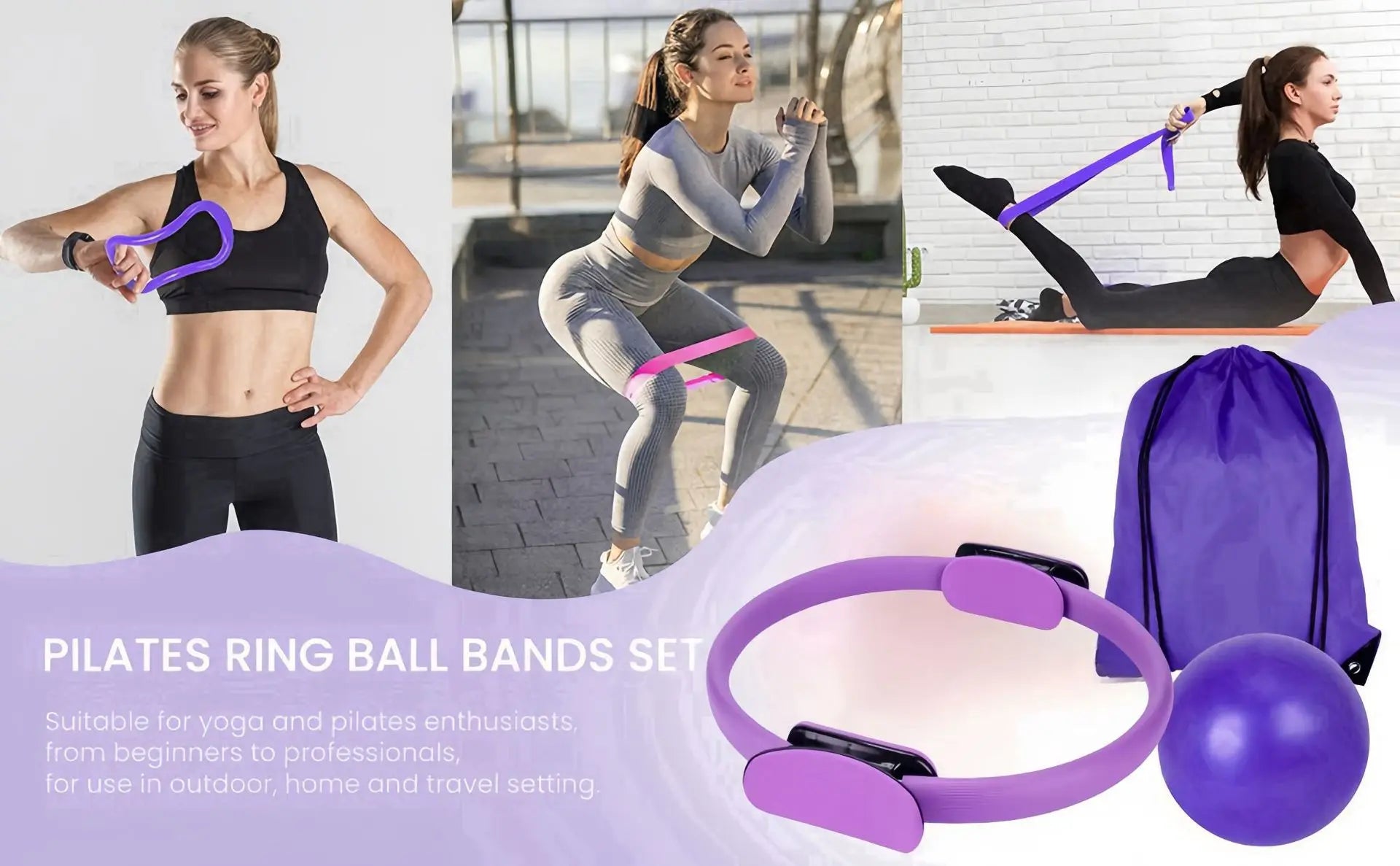 13 PCS Pilates Ball Set Resistance Bands & More Perfect and Equipment for Home Workouts Pilates Ring for Home Pilates Equipment