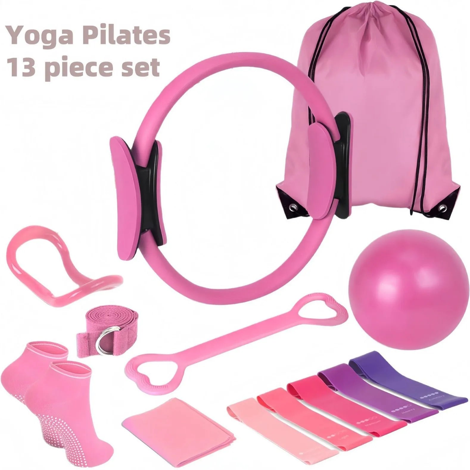 13 PCS Pilates Ball Set Resistance Bands & More Perfect and Equipment for Home Workouts Pilates Ring for Home Pilates Equipment