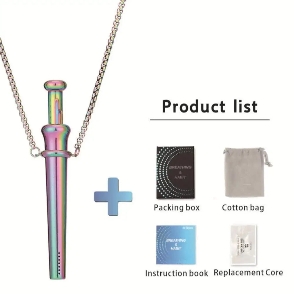 Mindfulness Breathing Necklace For Stress Relief Meditation Pendant For Anxiety Relief Yoga Ritual Stainless Steel Jewelry Gift