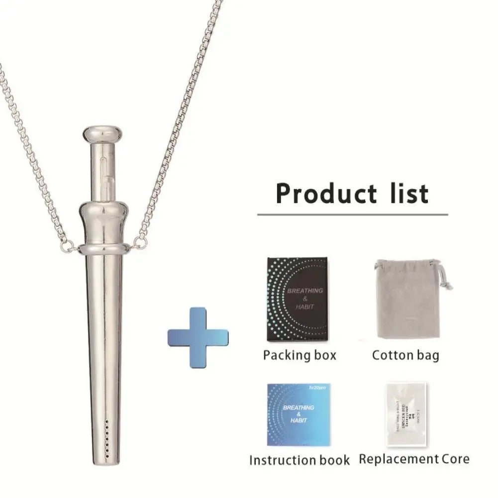 Mindfulness Breathing Necklace For Stress Relief Meditation Pendant For Anxiety Relief Yoga Ritual Stainless Steel Jewelry Gift