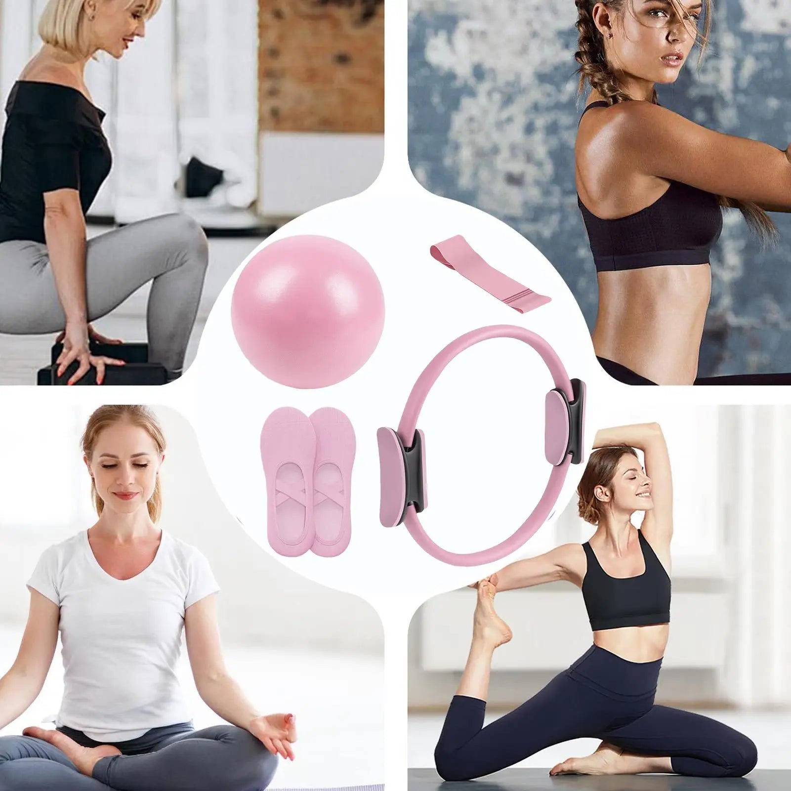 Pilates Ball and Ring Set Toning Pilates Ring Resistance Band Workout Portable Exercise Tool for Pregnancy Postpartum Travel