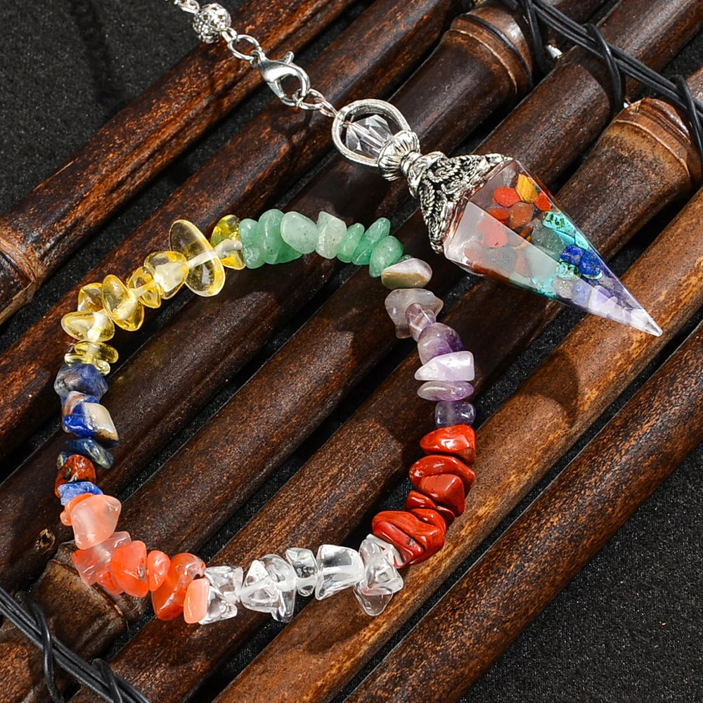 2pcs Spiritual Pendulum+Stone Bracelet Meditation Set, Used for Therapy, Chakra, Balance Meditation, Acupuncture Divination