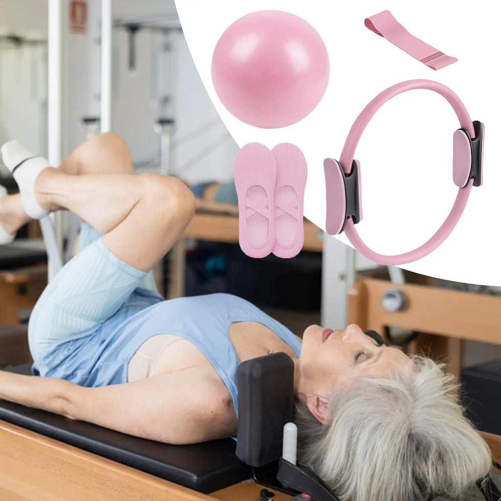 Pilates Ball and Ring Set Toning Pilates Ring Resistance Band Workout Portable Exercise Tool for Pregnancy Postpartum Travel