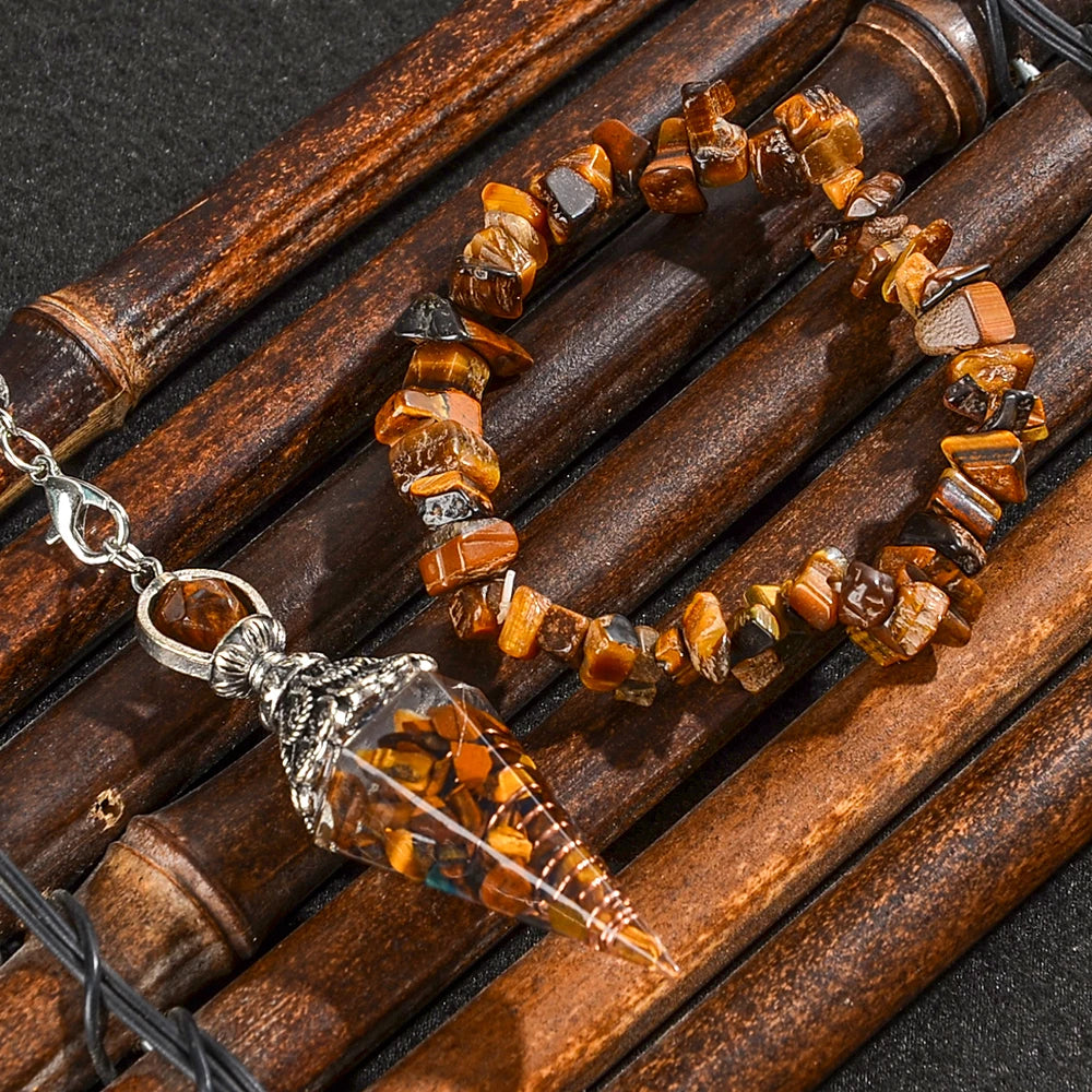 2pcs Spiritual Pendulum+Stone Bracelet Meditation Set, Used for Therapy, Chakra, Balance Meditation, Acupuncture Divination