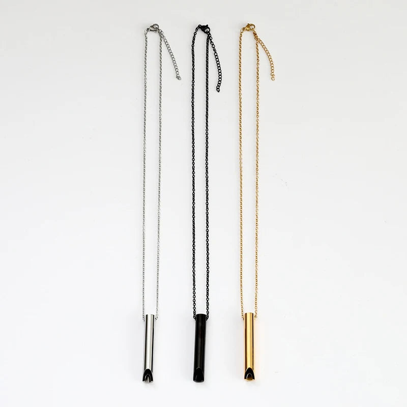 528Hz Meditation Whistle Breathing Decompression Whistles Stainless Steel Mindfulness Pendant Sound Healing Musical Instruments