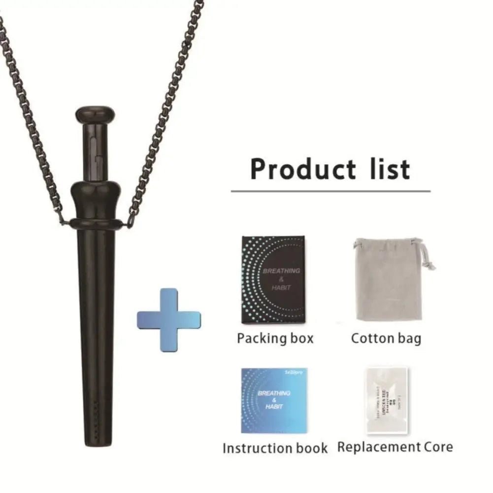 Mindfulness Breathing Necklace For Stress Relief Meditation Pendant For Anxiety Relief Yoga Ritual Stainless Steel Jewelry Gift