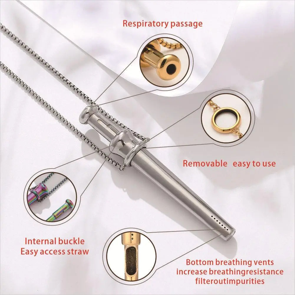 Mindfulness Breathing Necklace For Stress Relief Meditation Pendant For Anxiety Relief Yoga Ritual Stainless Steel Jewelry Gift