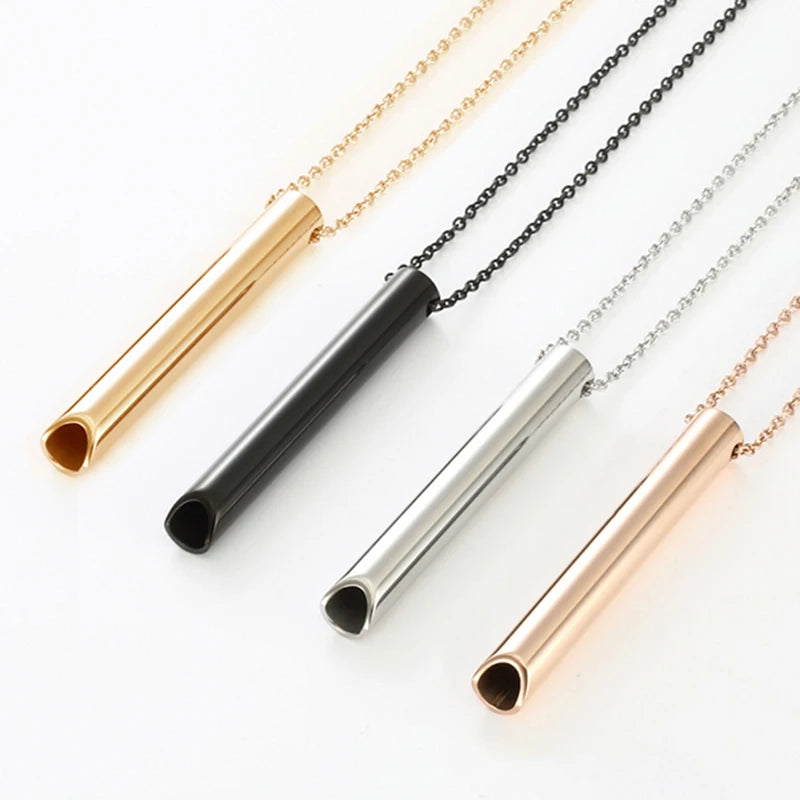 528Hz Meditation Whistle Breathing Decompression Whistles Stainless Steel Mindfulness Pendant Sound Healing Musical Instruments