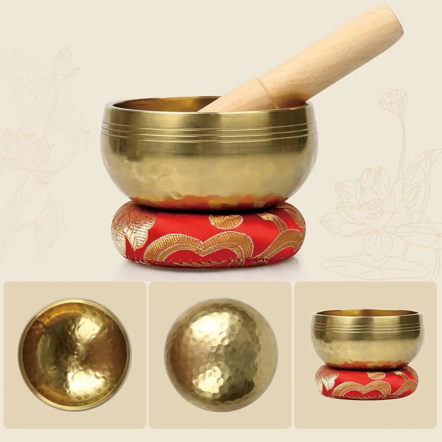 Singing Bowl Set Meditation Bowl Handmade, Wellness Spaces & Yoga Therapy Tools Stress Relief Instruments
