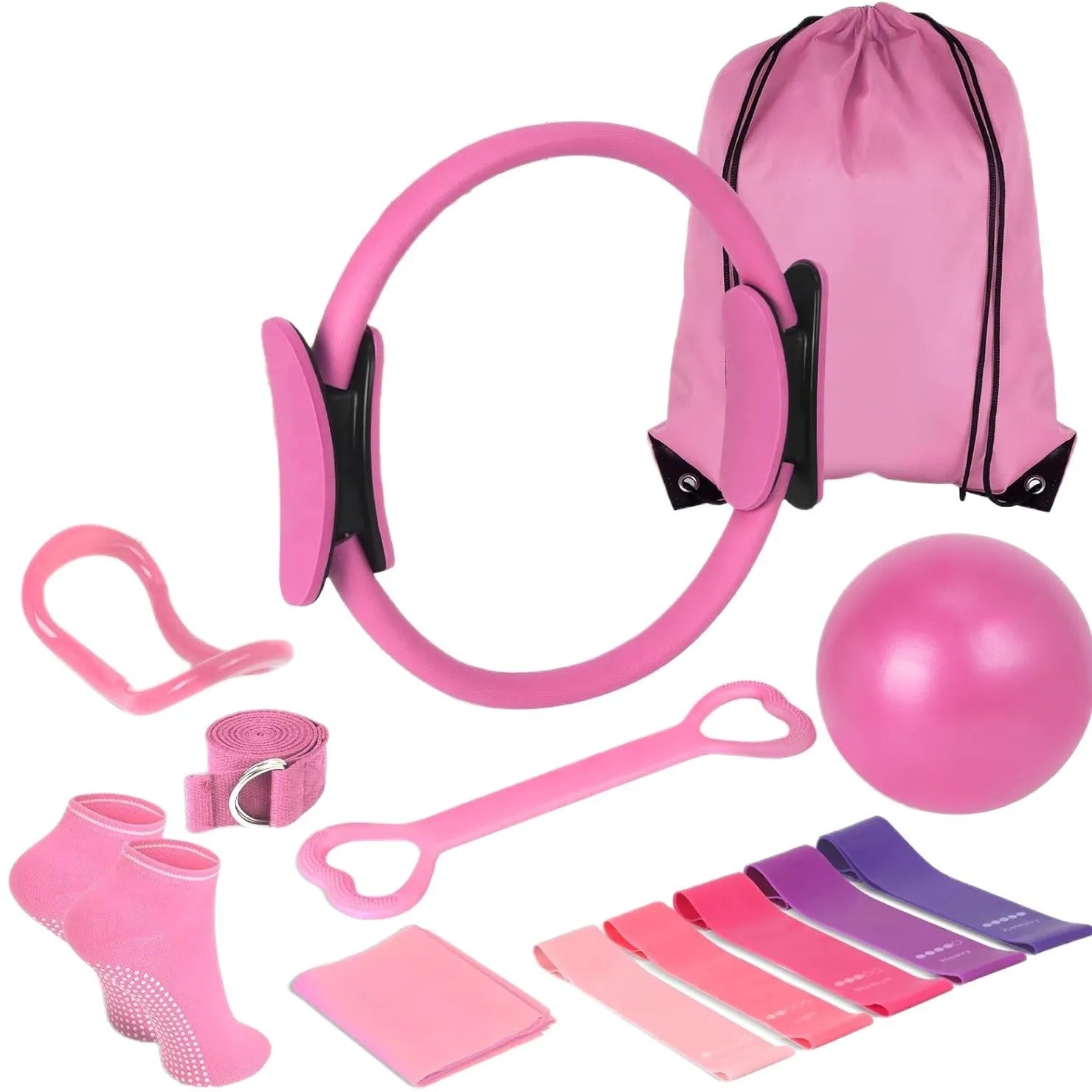 13 PCS Pilates Ball Set Resistance Bands & More Perfect and Equipment for Home Workouts Pilates Ring for Home Pilates Equipment