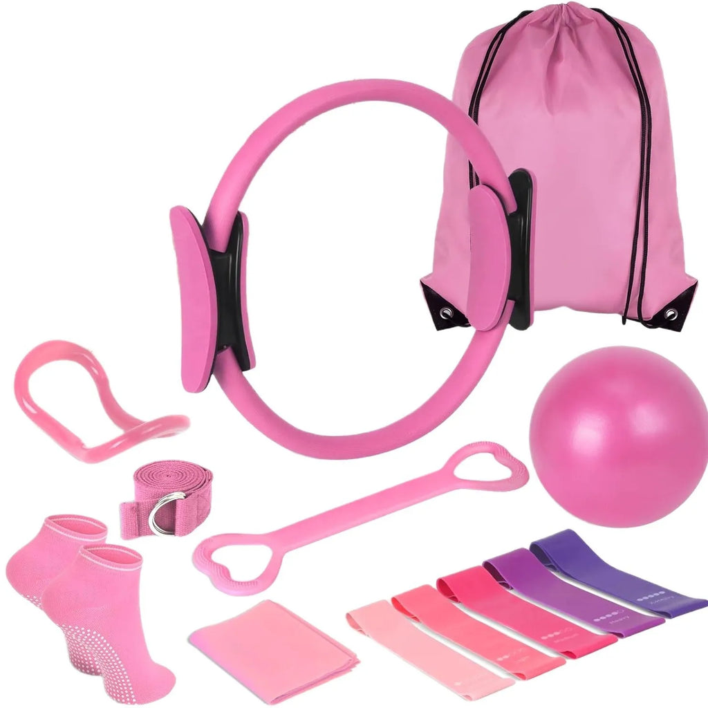 13 PCS Pilates Ball Set Resistance Bands & More Perfect and Equipment for Home Workouts Pilates Ring for Home Pilates Equipment